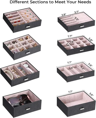 Miniatura 3 de ANWBROAD Joyero con cajones extraíbles para mujer organizador de joyas grande de diferentes maneras para todas tus joyas estuche de joyería