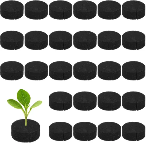Miniatura 15 de M METERXITY Paquete de 50 esponjas hidropónicas, esponjas cilíndricas de medio de cultivo de 1.97 pulgadas para plantar herramientas de Blanco