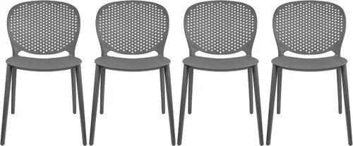 Miniatura 28 de 2xhome Juego de 2 sillas de comedor para patio Silla auxiliar moderna apilable para piscina al aire libre Plástico resistente a la intemperie