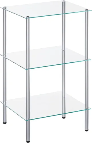 HOOBRO Estante de cristal, unidad de estante de pie de baño de 3 niveles, estante de vidrio templado para espacio pequeño, organizador de soporte de