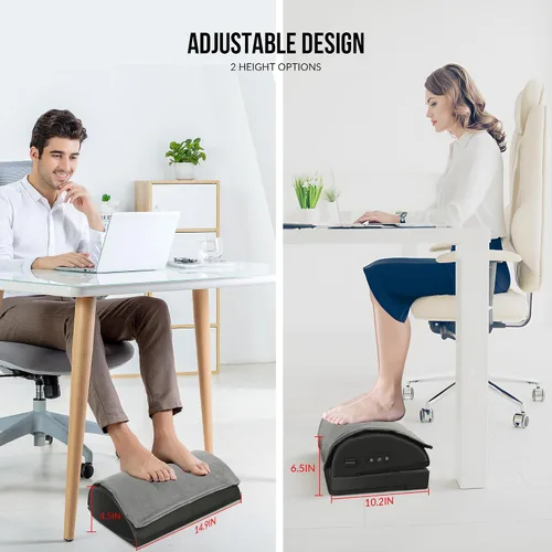 Miniatura 6 de Snailax Reposapiés Bajo el Escritorio para el Trabajo, Reposapiés Calefactado Bajo el Escritorio con Altura Ajustable de Doble Capa, Calentador
