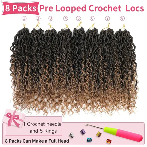 Miniatura 65 de Alicoco Goddess Locs Cabello de Ganchillo 12 Pulgadas 8 Paquetes Rastas Sintéticas de Ganchillo Para Mujeres Rastas Suaves Boho Pre-enrolladas River