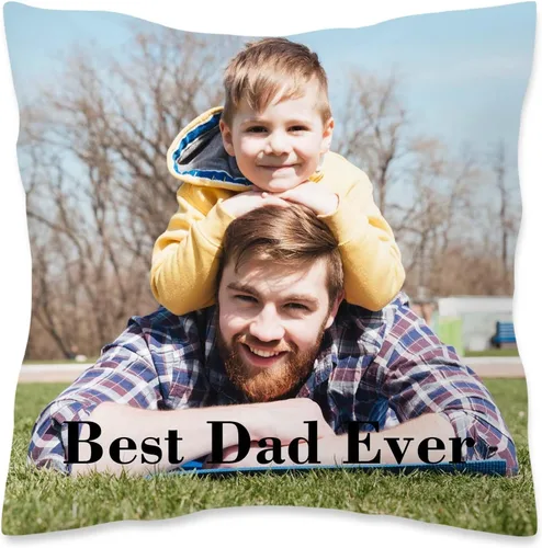 Miniatura 9 de Almohada de fotos personalizada de 14 x 14 pulgadas, funda de almohada personalizada de doble cara con texto de imagen, funda decorativa suave