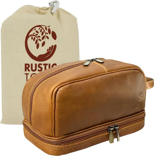 Miniatura 7 de RUSTIC TOWN Neceser de cuero – Kit impermeable para hombres y mujeres, organizador de viaje para artículos esenciales de tamaño completo, aprobado