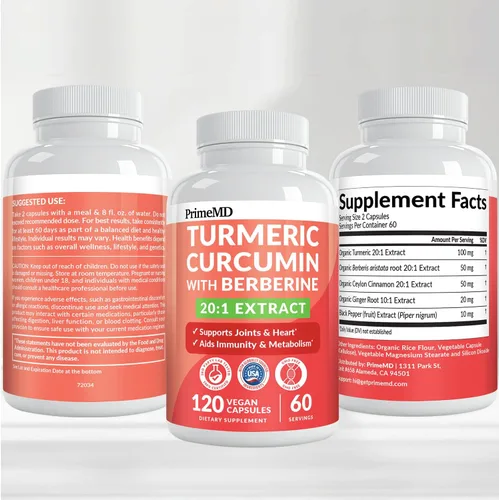 Miniatura 3 de Suplemento orgánico de cúrcuma y curcumina 5 en 1 (4210 mg) con berberina, canela de Ceilán, BioPerine y suplementos de jengibre para el apoyo