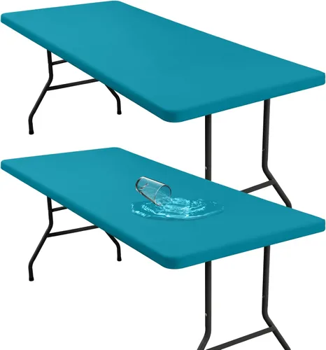 Miniatura 12 de homing Mantel rectangular elástico ajustable de 4 pies, funda de tela impermeable, mantel de poliéster lavable para cenas, fiestas, otoño