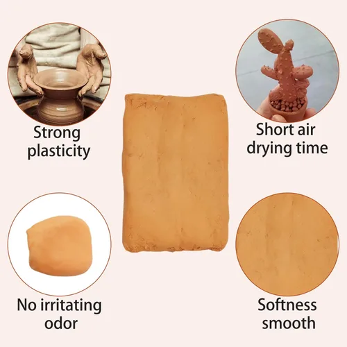 Miniatura 5 de PINVNBY Natural Terra Cotta - Arcilla de cerámica autoendurecible – Arcilla para hornear de bajo fuego de 11 libras para adultos, clase de arte
