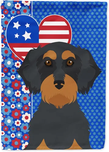 Miniatura 43 de Caroline's Treasures WDK5119GF - Bandera de jardín americana de Airedale Terrier de Estados Unidos, color negro y tostado, bandera decorativa