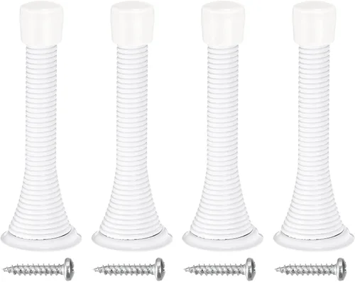 Miniatura 9 de uxcell 4 topes de puerta de resorte, tope de puerta flexible de 3 pulgadas con parachoques de goma y tornillos para proteger la parte inferior