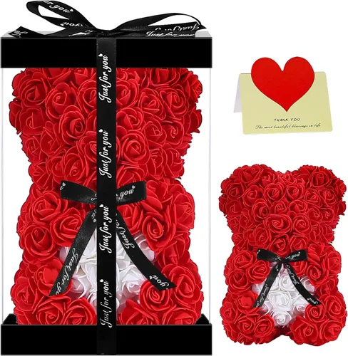 Miniatura 8 de Double Couple Regalo para mamá y mujer, bonito oso de rosas, adorable oso artificial, el mejor regalo para el día de San Valentín, día de la madre