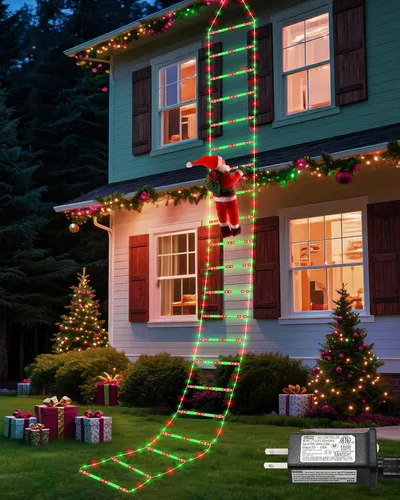 Miniatura 9 de 98 luces LED de Navidad para interiores y exteriores, 2.5 pies, luces decorativas de escalera de Navidad con Papá Noel, 8 modos, luz impermeable