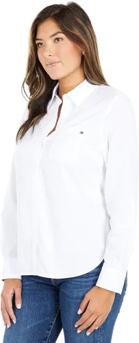 Miniatura 2 de Tommy Hilfiger Women's Solid Button Collared Shirt with Adjustable Sleeves