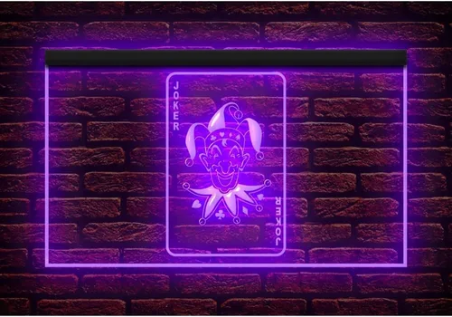 230096 Joker Poker Card Casino Game Room Display LED Letrero de neón (12 x 8 pulgadas, morado)