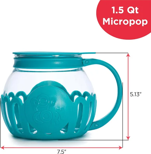 Miniatura 7 de Ecolution - Palomitero MicroPop patentado para microondas con vidrio seguro para temperatura, tapa 3 en 1 mide granos y derrite mantequilla, hecho