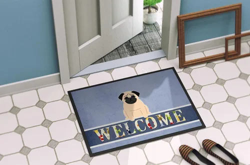 Miniatura 4 de Caroline's Treasures BB5589MAT - Tapete de bienvenida de pug Fawn de 18 x 27 pulgadas, tapete para puerta delantera, interior y exterior