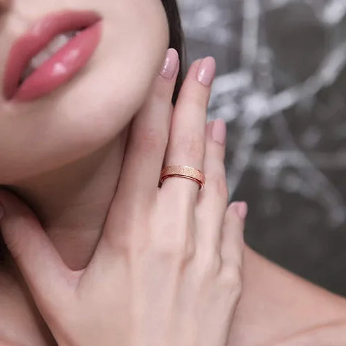 Miniatura 4 de Anillo giratorio para mujer y hombre, anillo fidget de moda de acero inoxidable para la ansiedad, acabado con chorro arena, 6 mm 8mm