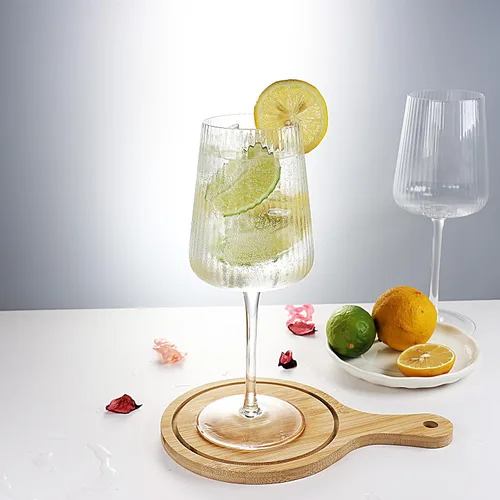 Miniatura 8 de Copas de vino acanaladas sopladas a mano con tallo, transparentes, copas de cristal sin plomo, regalo de lujo, juego de 4, únicas, copa de vino