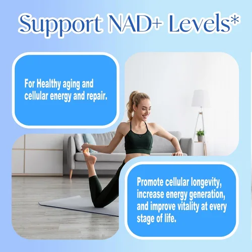 Miniatura 7 de Suplementos NAD para mujeres y hombres, liposomal NAD nicotinamida ribósido resveratrol 900 mg con resveratrol, quercetina, colágeno, niacina, apoyo