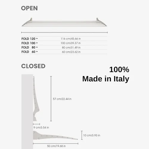 Miniatura 4 de foxydry Tendedero plegable para colgar en la pared, vertical plegable para interiores y exteriores, en acero aluminio (31.5 in)