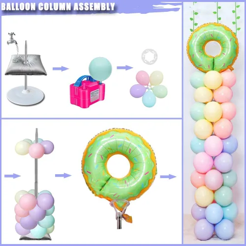 Miniatura 5 de DECOJOY Juego de 2 soportes de columna para globos, soportes ajustables de arco de globos de 7 pies con bases para piso, kit de montaje de pilar