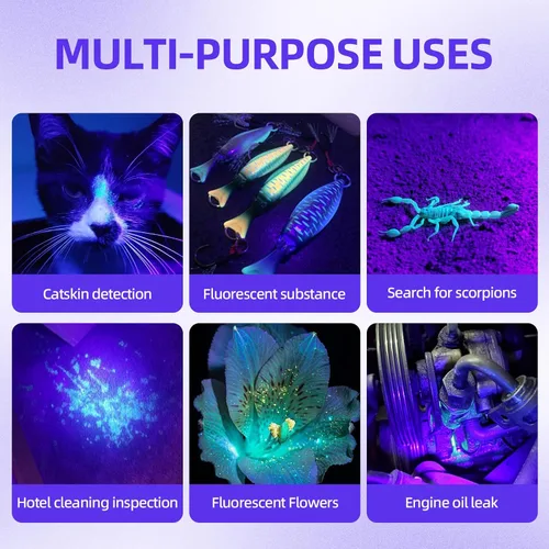Miniatura 2 de Linterna UV Luz Negra–Pequeña Portátil Mini de 12 LED, Luz Negra para Detección de Manchas Ocultas en la Habitación, Curado de Resina, Búsqueda