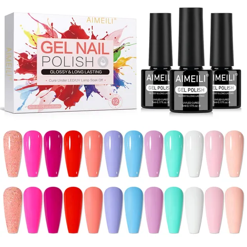Miniatura 11 de AIMEILI Juego de esmaltes de uñas de gel nude – 12 colores sin hema, gelatina neutra, rosa, blanco lechoso, efecto transparente, manicura