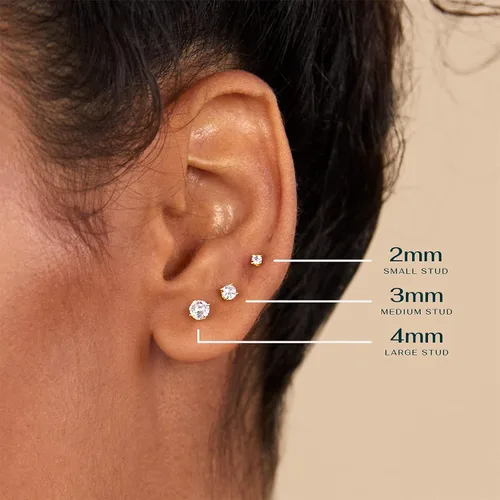 Miniatura 2 de PAVOI 14K Gold Plated Solid 925 Sterling Silver Post Cubic Zirconia Stud Flat Back Earrings for Women Cartilage Earring Helix Piercing Jewelry