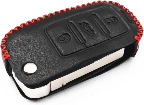 Miniatura 7 de Cuero negro para VW Volkswagen Jetta Polo Tiguan Beetle Golf GTI/R/MK6 5 Passat Sharan Skoda Octavia 3 botones Smart Remote Flip Key Fob Case Cover
