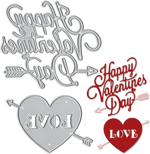 Miniatura 6 de Troqueles de corte de metal de corazón de San Valentín, palabras troqueladas con sentimiento para hacer tarjetas, día de San Valentín, álbumes