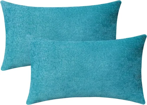 Miniatura 34 de Jeneoo - Fundas de almohada decorativas rojas brillantes de chenilla suave, fundas de cojín cómodas y sólidas para sofá de sala de estar