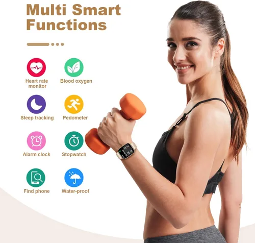 Miniatura 3 de Reloj inteligente para hombres y mujeres compatible con iPhone, Samsung, teléfonos Android, pantalla táctil completa de 1.69 pulgadas, IP68 Dorado