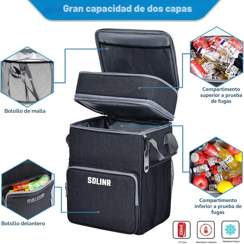 Miniatura 2 de SDLINR Hielera grande rodante de 72 latas, bolsa de enfriador suave aislada a prueba de fugas con ruedas y asa plegable para playa, camping, patio