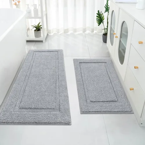 Miniatura 25 de SHACOS Juego de alfombras pequeñas de baño de 2 piezas con tapetes de baño en forma de U, tapetes de inodoro de 16x24 + 20x24 pulgadas, tapetes