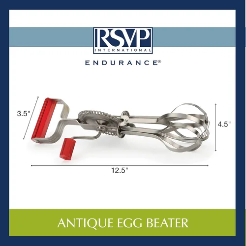 Miniatura 3 de RSVP International Endurance (BEATR-RD) - Batidor de huevos antiguo, manivela de mano, acero inoxidable, 12.25 pulgadas Whips & Beats huevos