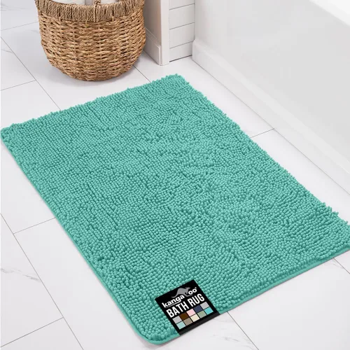 Miniatura 28 de KANGAROO Alfombras de baño, alfombra de baño de chenilla suave y absorbente, tapete de ducha lanudo, alfombra de baño de secado rápido lavable a
