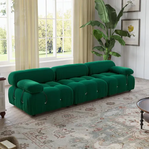Miniatura 38 de WJShome Sofá modular modular de 103.95 pulgadas, sofá convertible de terciopelo de 3 plazas minimalista para sala de estar, sofá moderno y grande