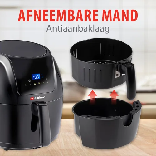 Miniatura 7 de alpina Air Fryer Oil Free Deep Fryer 5 Litre Electric Deep Fryer with Non-Stick Coating Digital Touch Screen 7-8 People
