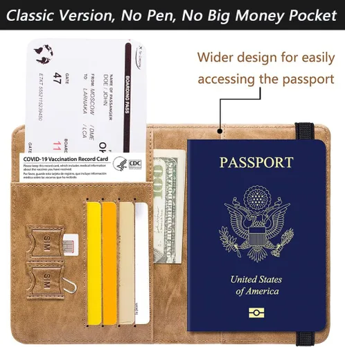 Miniatura 3 de Funda para pasaporte con bloqueo RFID de piel, organizador de documentos de viaje), 43237-2