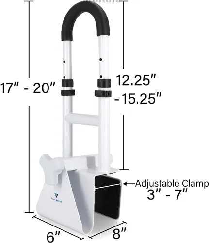 Miniatura 4 de Vaunn Medical - Riel de seguridad para bañera de altura ajustable, extensión extra de 17 a 20 pulgadas de alto, compatible con la ADA, mango