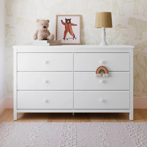Miniatura 2 de Storkcraft - Cómoda de 6 cajones Alpine (Blanco) – Certificado GREENGUARD Gold, Cómoda blanca para dormitorio, Cajones de almacenamiento para niños