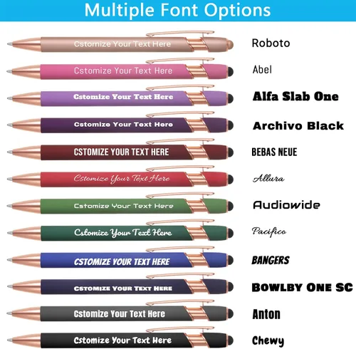 Miniatura 4 de Kingluu 12 bolígrafos personalizados con punta de lápiz capacitivo, grabado gratis, tinta negra, bolígrafo personalizado con tu nombre, logotipo