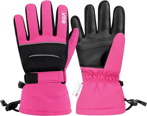 BQA Guantes de esquí para niños, impermeables, para invierno, clima frío, snowboard, nieve, guantes cálidos para niños y niñas