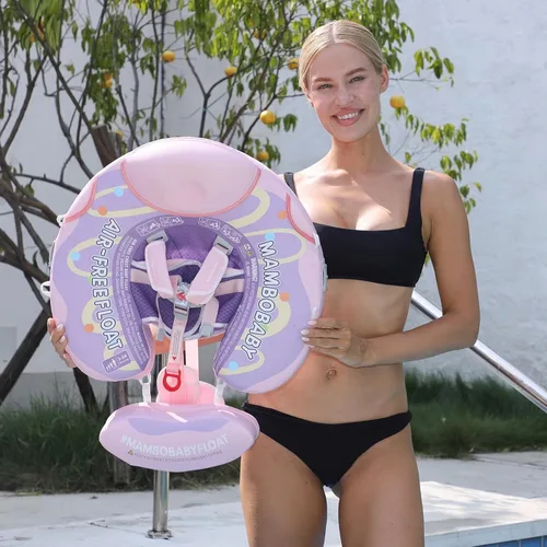 Miniatura 8 de Mambobaby Flotador con Toldo y Cola Nuevo Mejorado Flotador de Piscina No Inflable para Bebé Flotador de Natación Mambo Entrenador de Natación Rosa
