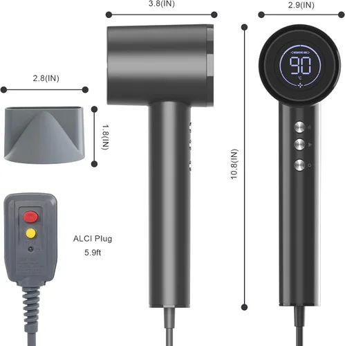 Miniatura 6 de Secador de pelo, motor sin escobillas de 110000 RPM con 200 millones de secador iónico negativo, potente para secado rápido, secador de pelo