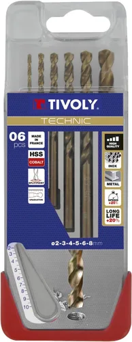 TIVOLY - Juego de brocas escalonadas metálicas de alto rendimiento - Especialmente diseñadas para perforar acero inoxidable y aceros resistentes - 6