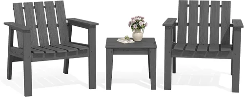 Miniatura 23 de SERWALL - Juego de muebles de patio bistró de 3 piezas, juego de sillas Adirondack para todo clima con mesa auxiliar, juego de muebles de patio al