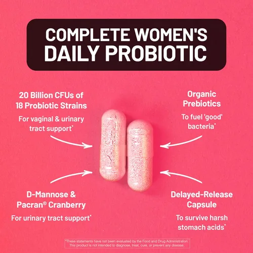Miniatura 3 de NatureWise Probióticos para el cuidado de la mujer: 8 cepas, 6 mil millones de UFC con arándanos y manosa Cepas y probióticos más diversos por