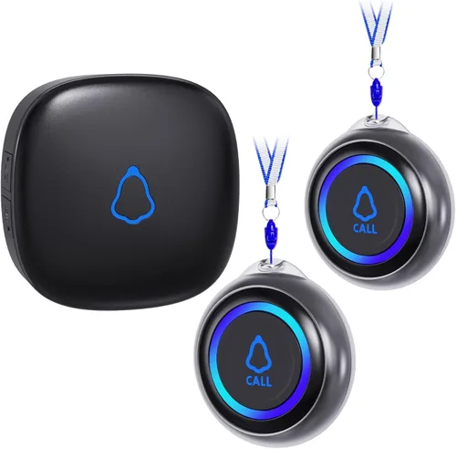Miniatura 9 de Localizador de cuidador, botón de llamada inalámbrico para personas mayores/ancianos en casa, 1 botón SOS + 1 receptor sistema de alerta médica