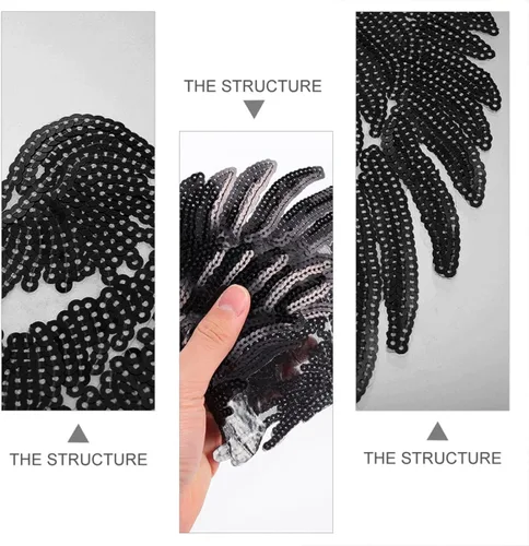 Miniatura 9 de 2 Pairs Iron-on Sequin Angel Wings Patch Embroidered Clothes Sewing Applique for DIY Jacket Decoration Black Fabric Patches for Garment Craft