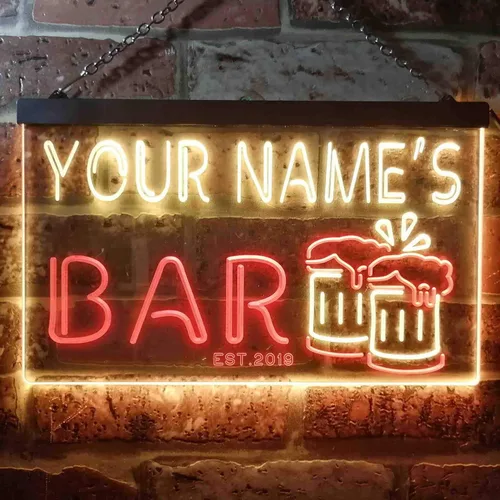 Miniatura 2 de ADVPRO personalizado: tu nombre estación del año temático bar cerveza taza decoración doble color LED neón signo st6-w1-tm Rojo & amarillo